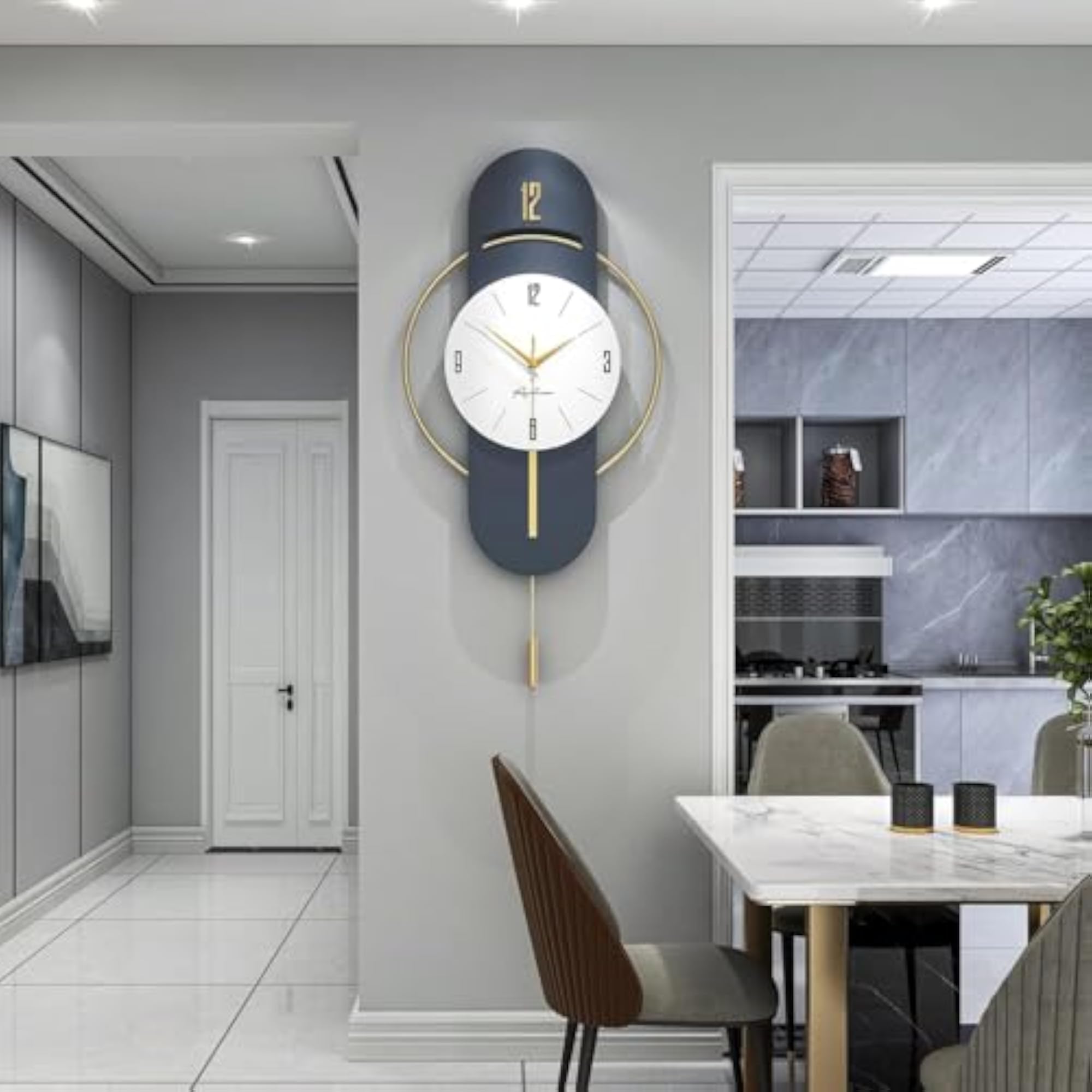 Large Silent Wall Clock, 3D Modern Non-Ticking Design
